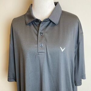 Callaway Golf Men’s 3 Button Collared Polo Polo Shirt Gray Performance Size XL
